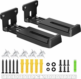 Soundbar Wall Mount Bracket for Samsung, Bose, Vizio, LG, Sony, JBL, Sonos and More Sound Bar Mounts Under TV, Hold up to 33 lbs, Depth Adjustable 3.6-6.4, Soundbar Shelf, Black soundbar,TV speaker bar,home theater soundbar,