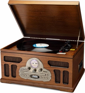 SoundBeast All-in-One Turntable with 3-Speed Record Player, Bluetooth, CD, Cassette Tape, AM/FM Radio, USB, Built-in Speakers, Handmade Wooden Exterior belt-drive turntable,vinyl record player,audiophile turntable,