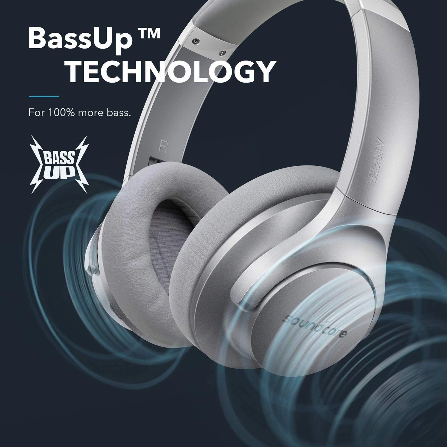 Soundcore Anker Life Q20 Hybrid Active Noise Cancelling Headphones, Wireless Over Ear Bluetooth Headphones, 70H Playtime, Hi-Res Audio, Deep Bass, Memory Foam Ear Cups, Travel, Office, USB-C Charging
