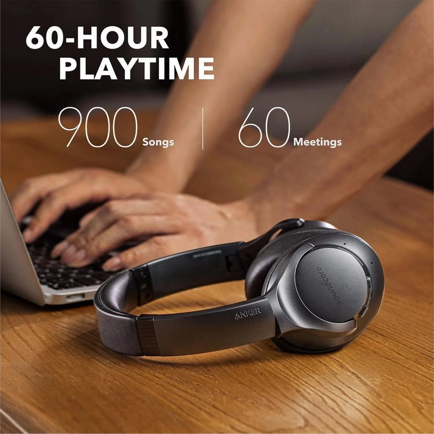 Soundcore Anker Life Q20 Hybrid Active Noise Cancelling Headphones, Wireless Over Ear Bluetooth Headphones, 70H Playtime, Hi-Res Audio, Deep Bass, Memory Foam Ear Cups, Travel, Office, USB-C Charging