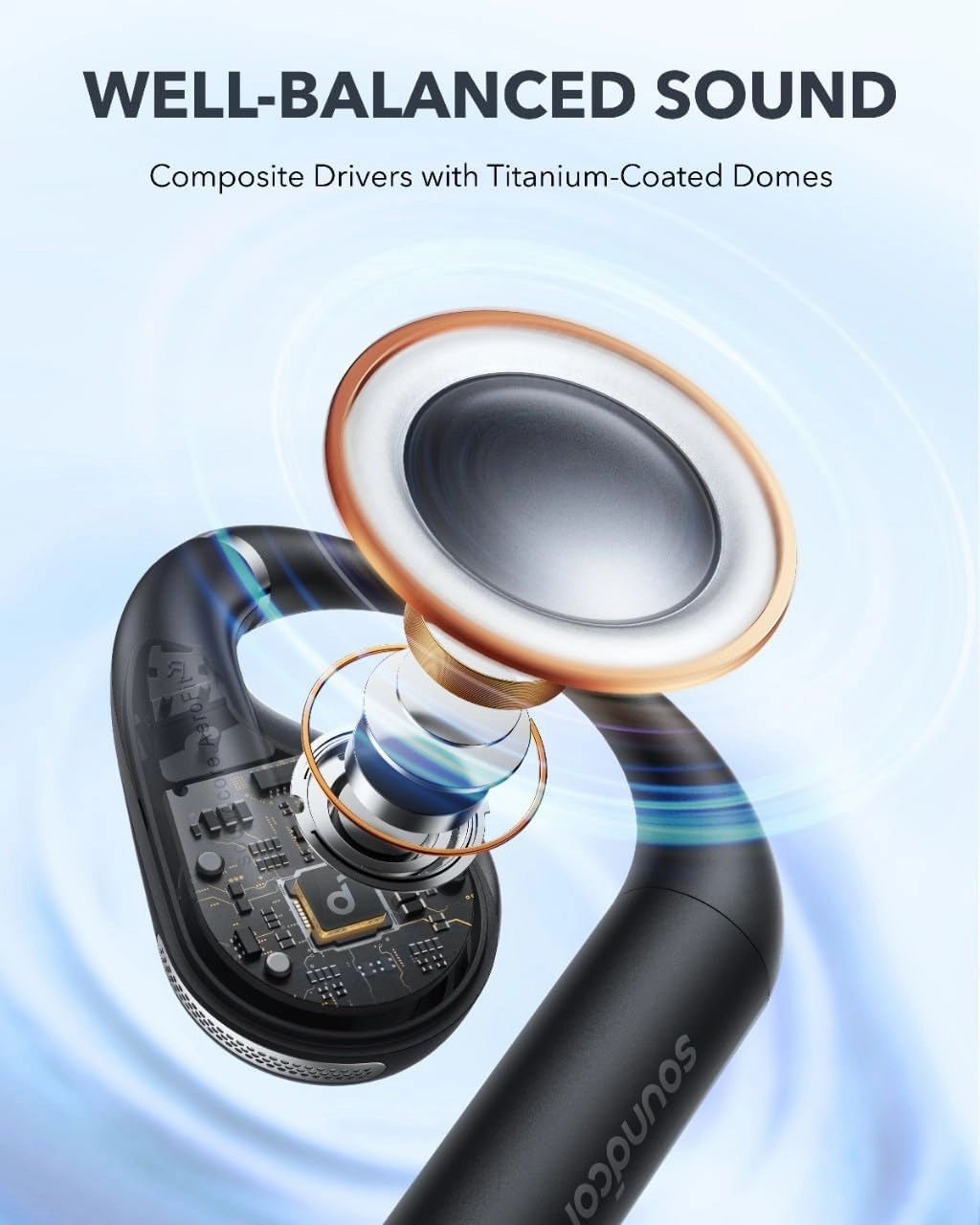 Soundcore by Anker, AeroFit Open-Ear Headphones, Ultra Comfort, Snug Fit, Ergonomic Ear Hook, Balanced Sound, IPX7 Waterproof, 42H Playtime, Bluetooth 5.3, App Control, Clear Calls, Wireless Earbuds
