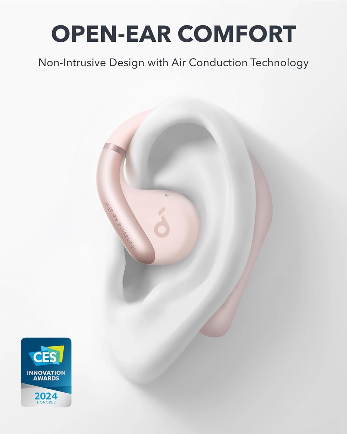 Soundcore by Anker, AeroFit Open-Ear Headphones, Ultra Comfort, Snug Fit, Ergonomic Ear Hook, Balanced Sound, IPX7 Waterproof, 42H Playtime, Bluetooth 5.3, App Control, Clear Calls, Wireless Earbuds