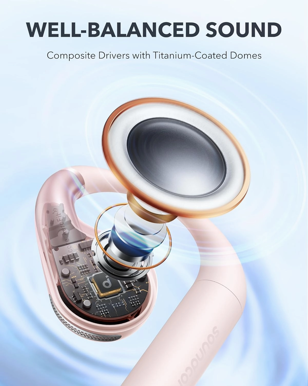 Soundcore by Anker, AeroFit Open-Ear Headphones, Ultra Comfort, Snug Fit, Ergonomic Ear Hook, Balanced Sound, IPX7 Waterproof, 42H Playtime, Bluetooth 5.3, App Control, Clear Calls, Wireless Earbuds