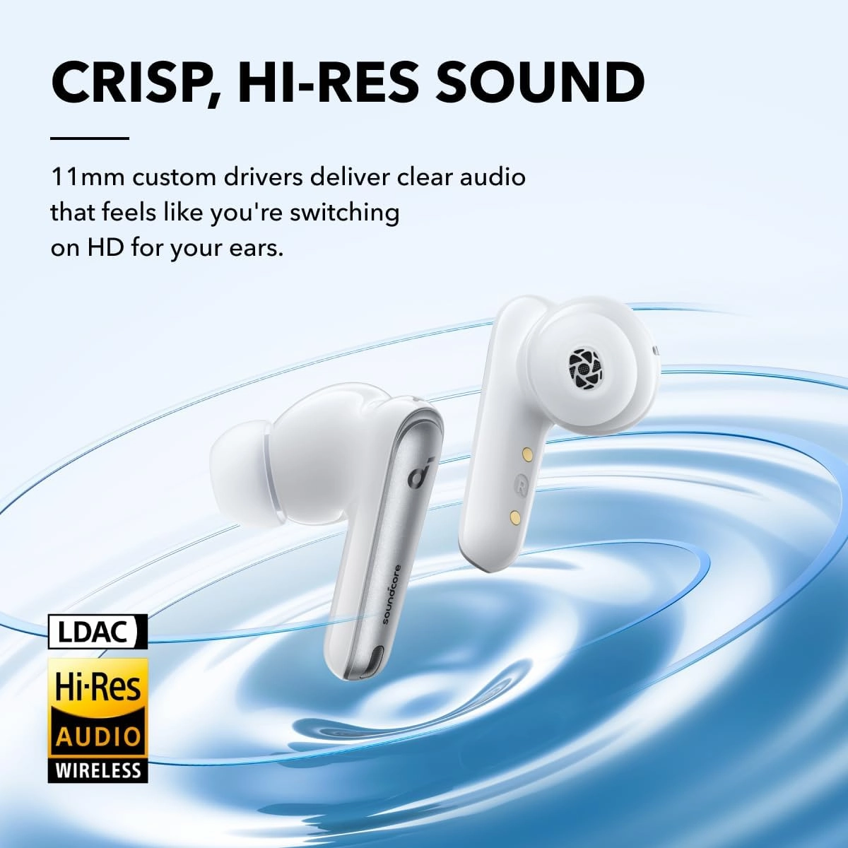 Soundcore by Anker Liberty 4 NC Noise Cancelling Earbuds, 98.5% Noise Reduction, Adaptive Noise Cancelling to Ears and Environment, Hi-Res Sound, 50H Battery, Wireless Charging, Bluetooth 5.3