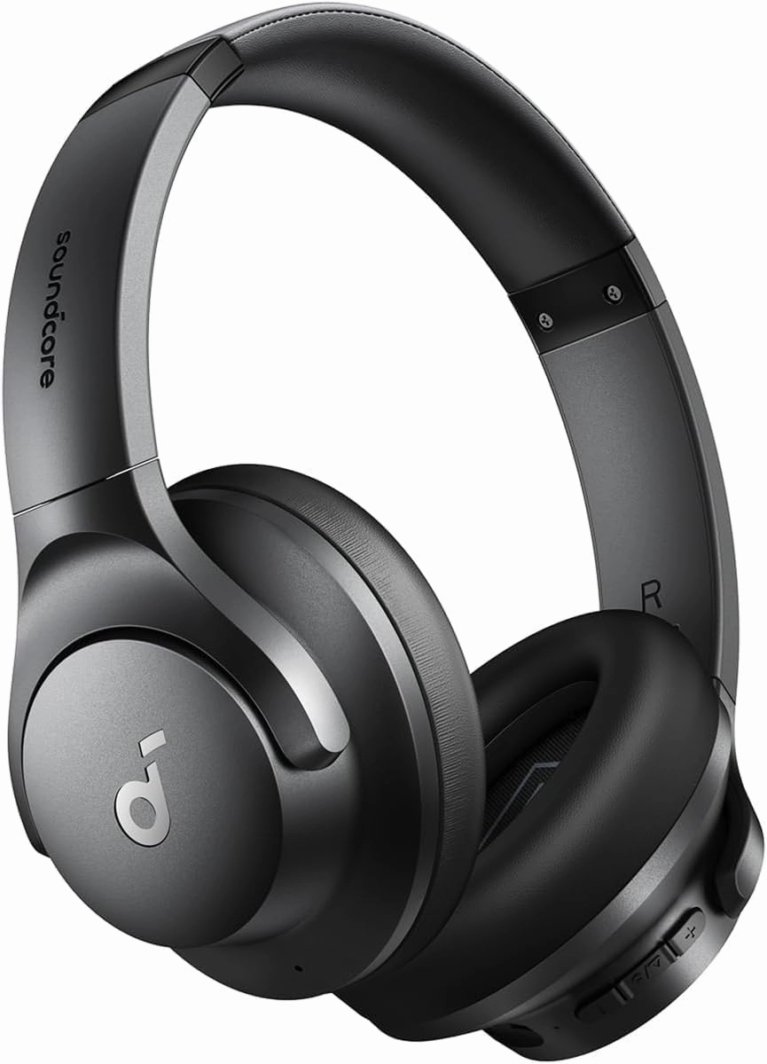 soundcore by Anker Q20i Hybrid Active Noise Cancelling Headphones, Wireless Over-Ear Bluetooth, 40H Long ANC Playtime, Hi-Res Audio, Big Bass, Customize via an App, Transparency Mode (Renewed) over-ear headphones,closed back headphones,wireless studio cans