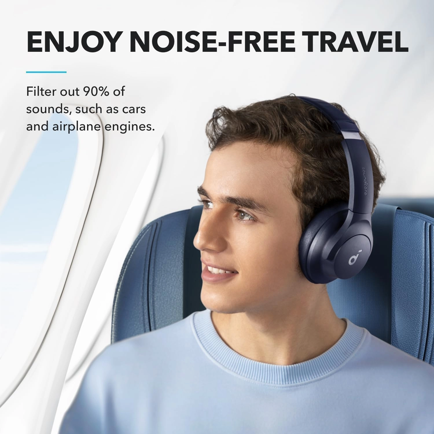 soundcore by Anker Q20i Hybrid Active Noise Cancelling Headphones, Wireless Over-Ear Bluetooth, 40H Long ANC Playtime, Hi-Res Audio, Big Bass, Customize via an App, Transparency Mode (Renewed)