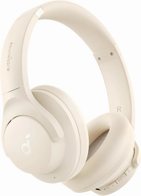 Soundcore by Anker Q20i Hybrid Active Noise Cancelling Headphones, Wireless Over-Ear Bluetooth, 40H Long ANC Playtime, Hi-Res Audio, Big Bass, Customize via an App, Transparency Mode (White) (Renewed) over-ear headphones,closed back headphones,wireless stu