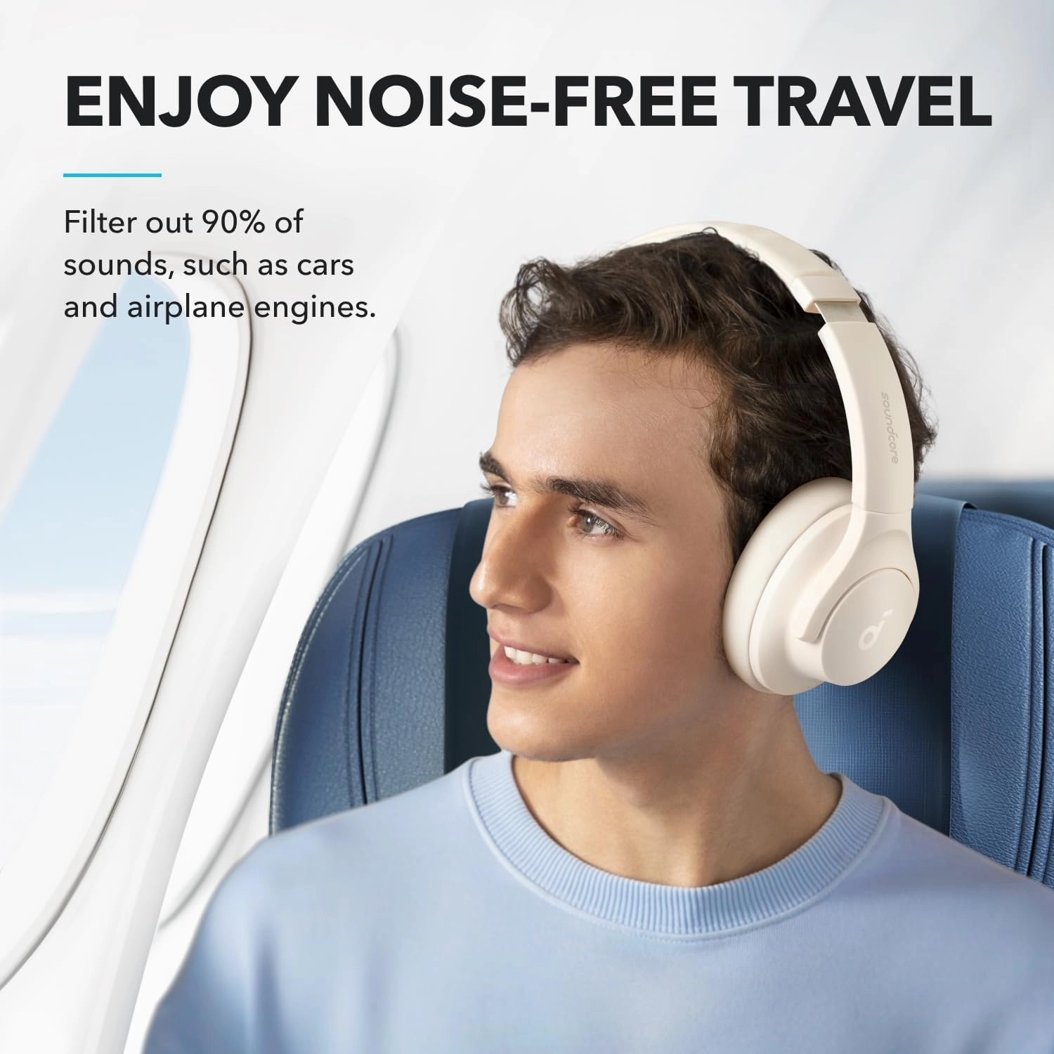 Soundcore by Anker Q20i Hybrid Active Noise Cancelling Headphones, Wireless Over-Ear Bluetooth, 40H Long ANC Playtime, Hi-Res Audio, Big Bass, Customize via an App, Transparency Mode (White) (Renewed)
