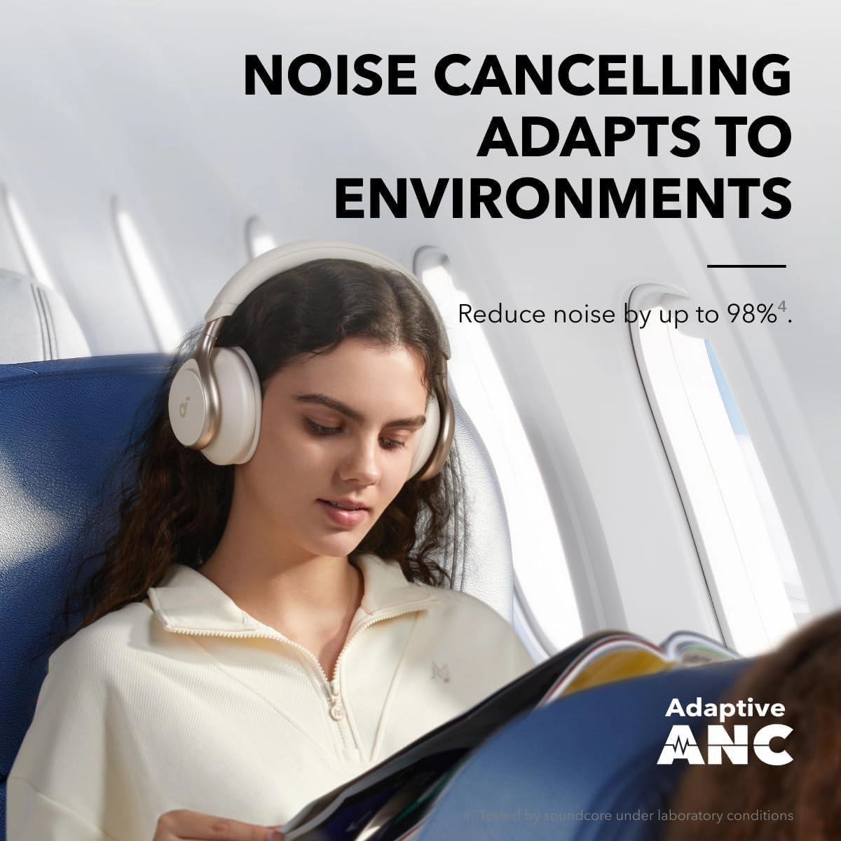 Soundcore by Anker, Space One, Active Noise Cancelling Headphones, 2X Stronger Voice Reduction, 40H ANC Playtime, App Control, LDAC Hi-Res Wireless Audio, Comfortable Fit, Clear Calls (Renewed)