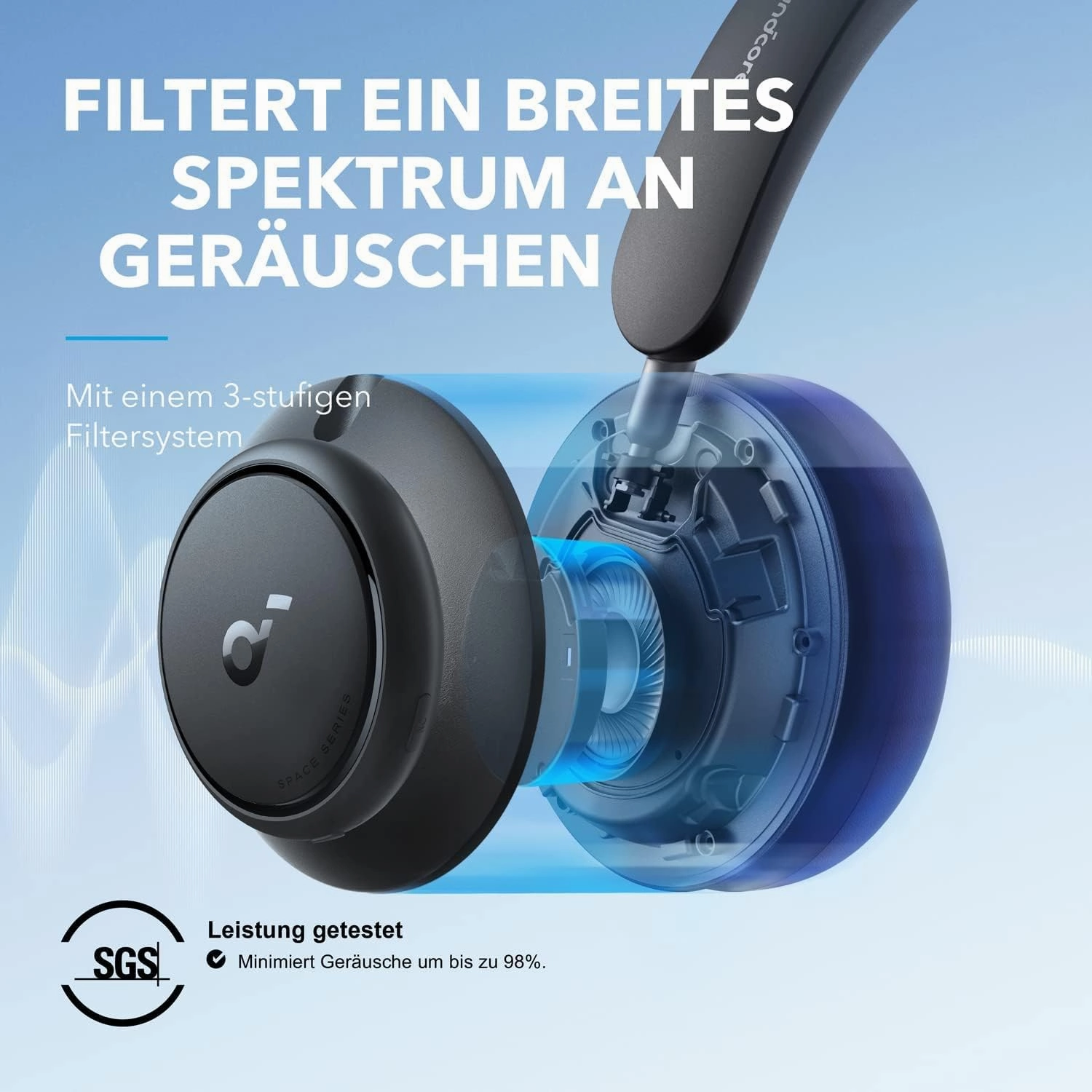 Soundcore by Anker Space Q45 Adaptive Active Noise Cancelling Headphones, Reduce Noise by Up to 98%, 50H Playtime, App Control, LDAC Hi-Res Wireless Audio, Comfortable Fit, Bluetooth 5.3 (Renewed)