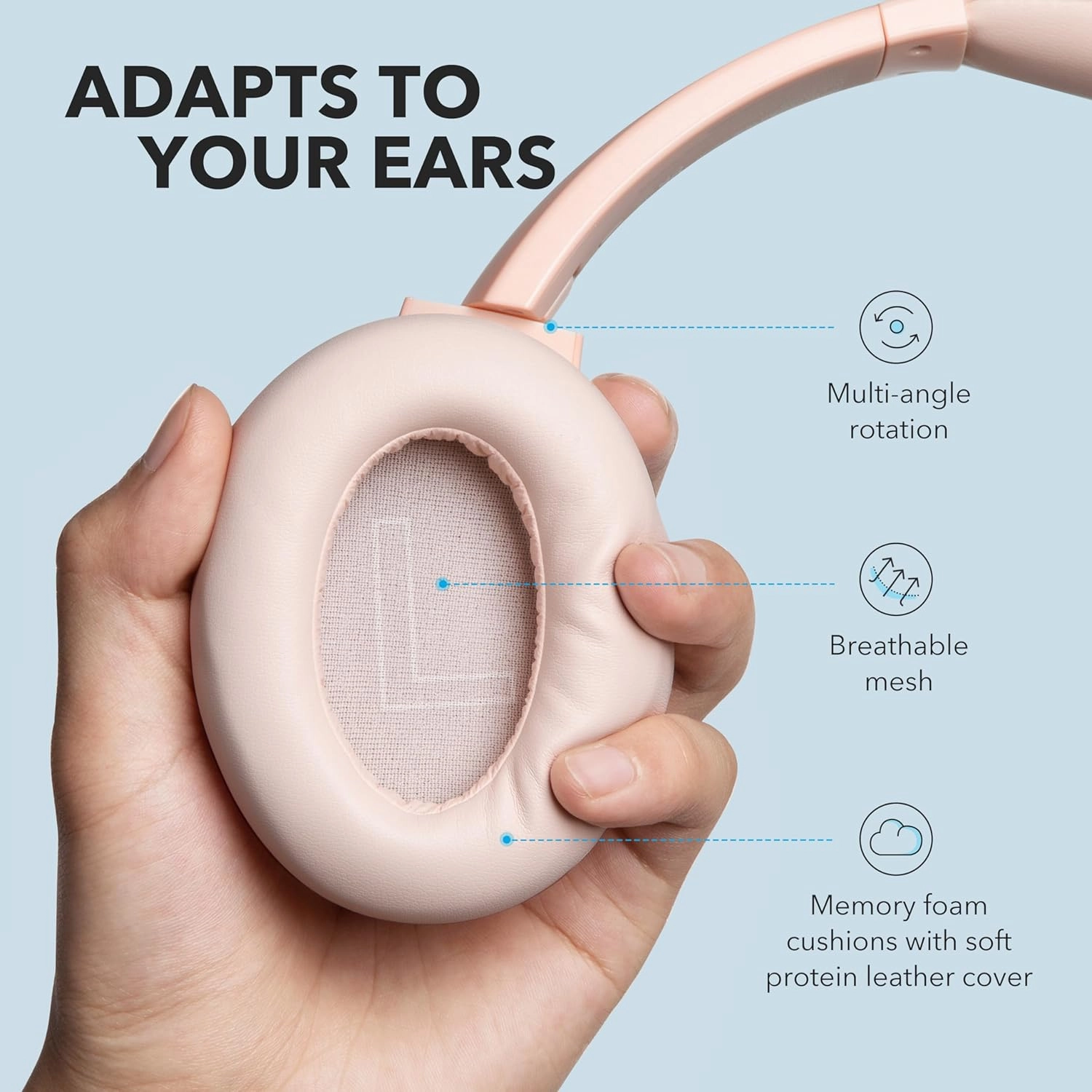 Soundcore Life Q20 Hybrid Active Noise Cancelling Headphones, Wireless Over Ear Bluetooth Headphones, 60H Playtime, Hi-Res Audio, Deep Bass, Memory Foam Ear Cups, for Travel, Home Office (Renewed)