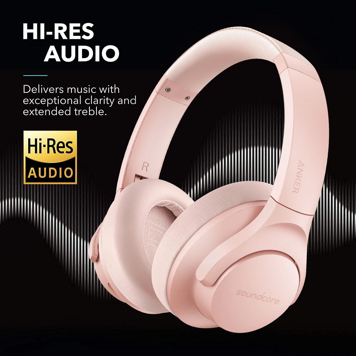 Soundcore Life Q20 Hybrid Active Noise Cancelling Headphones, Wireless Over Ear Bluetooth Headphones, 60H Playtime, Hi-Res Audio, Deep Bass, Memory Foam Ear Cups, for Travel, Home Office (Renewed)