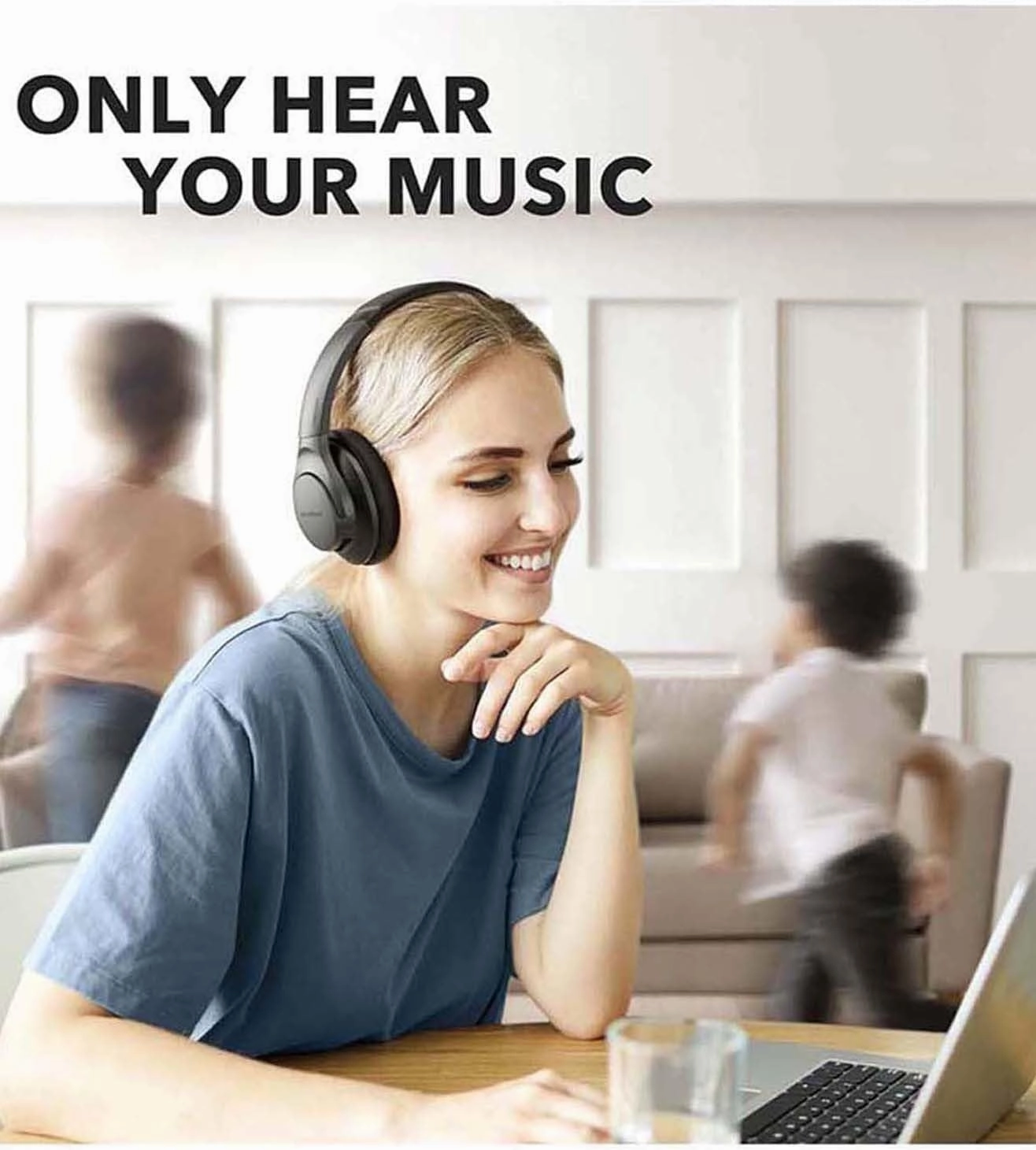 Soundcore Life Q20 Hybrid Active Noise Cancelling Wireless Bluetooth Headphones Over Ear with 40H Playtime, Hi-Res Audio, Deep Bass, Memory Foam Ear Cups and Headband (Renewed)