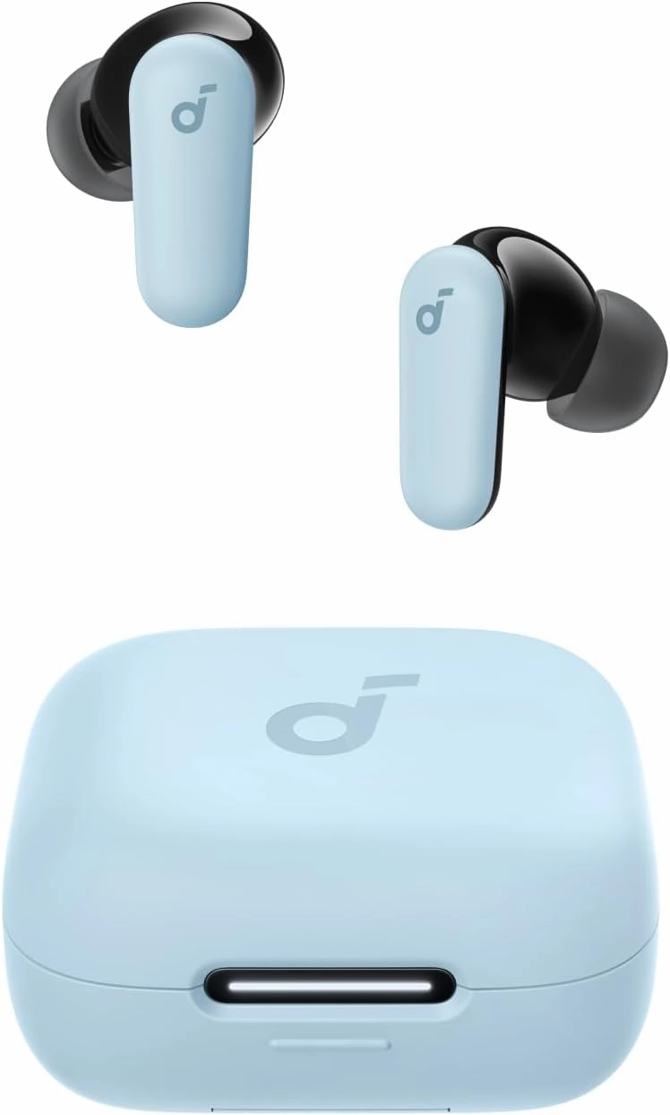Soundcore P30i by Anker Noise Cancelling Earbuds, Strong and Smart Noise Cancelling, Powerful Bass, 45H Playtime, 2-in-1 Case and Phone Stand, IP54, Wireless Earbuds, Bluetooth 5.4 (Blue) wireless earbuds,Bluetooth earphones,true wireless stereo,