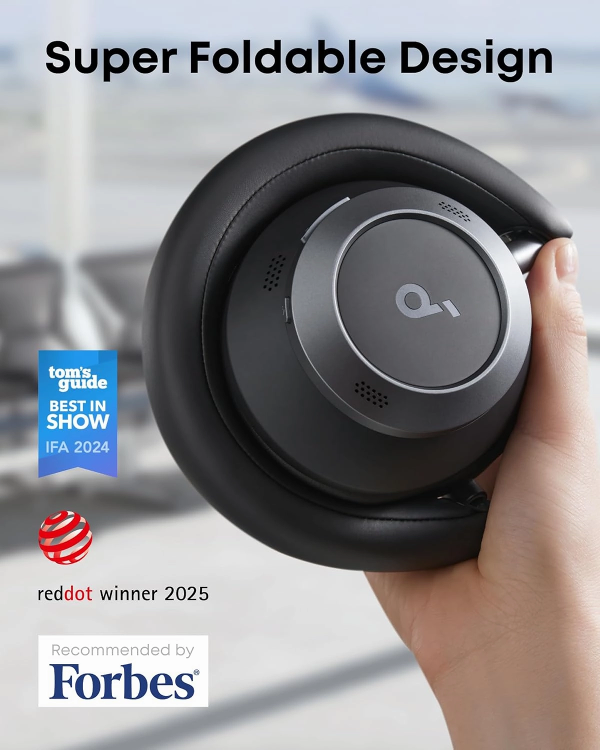 Soundcore Space One Pro, FlexiCurve Over-Ear Headphone, Adaptive Active Noise Cancelling Headphones Driven by 6 Mics, 60H Lossless Audio, Ultra-Fast Charging, Hi-Res Wireless, Comfortable Fit