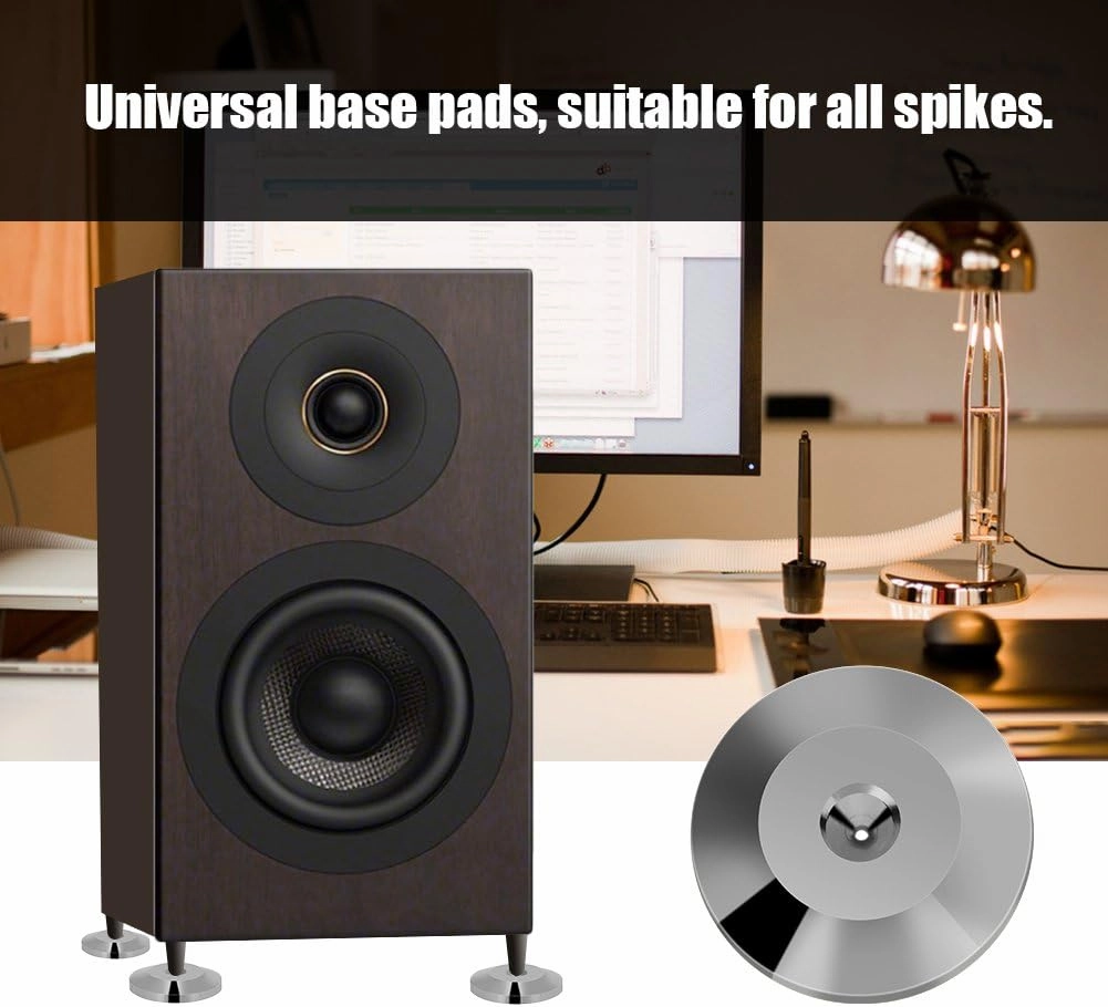 Speaker Base Pad, 8 Pcs Universal Copper Speaker Spikes Pads Speaker Shock Base Pad Isolation Stand Feet Cone Base Mats Floor Disc(gun color)