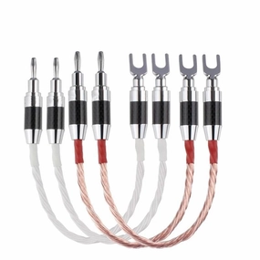 Speaker Bridge/Jumper Audio Cable Banana Plug to Y-Type Spade Plug(White) wireless audio bridge,Bluetooth transmitter,WiFi audio link,