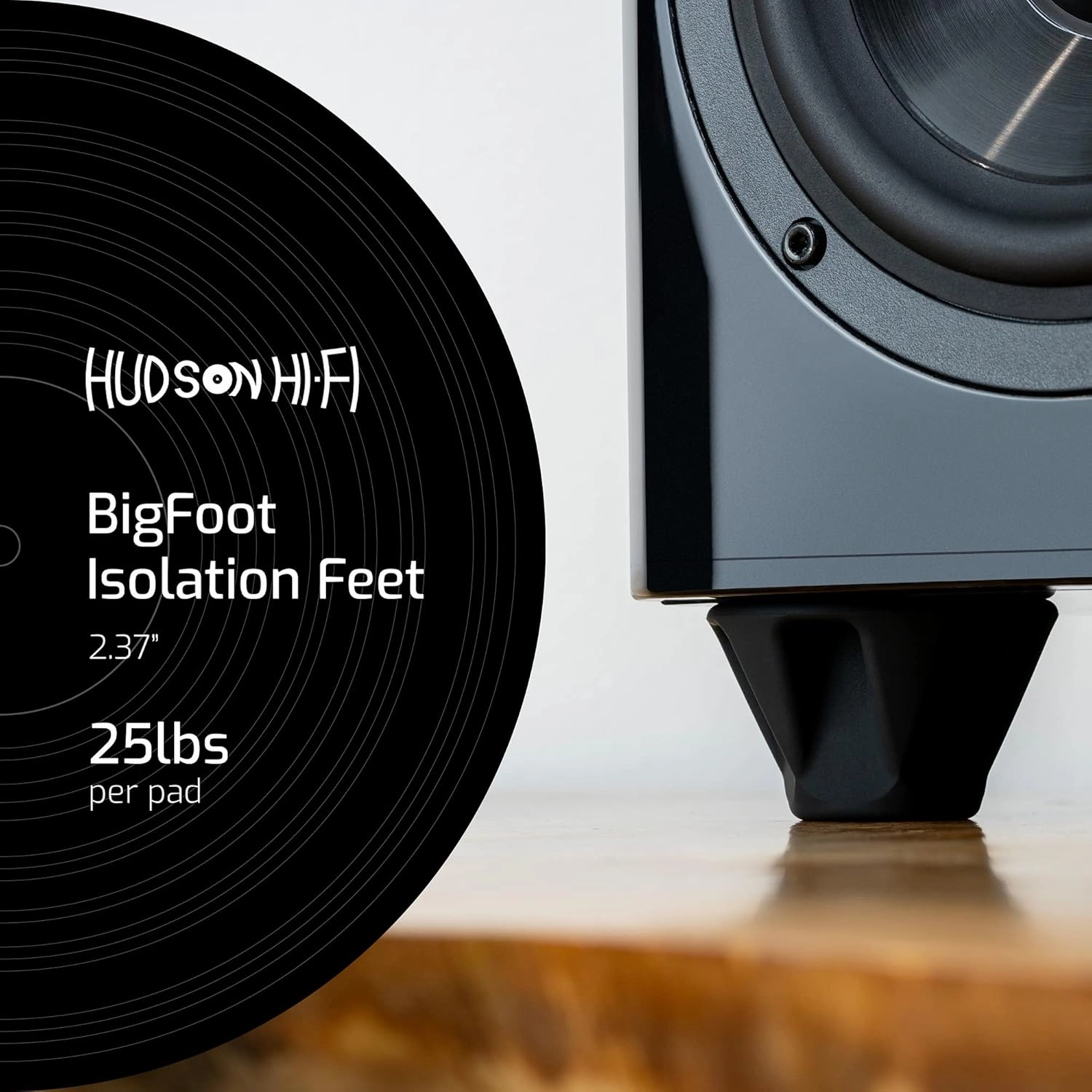 Speaker Isolation Feet  4-Pack 1.5" Bigfoot Rubber Pads  Non-Adhesive Anti-Vibration Feet for Turntables, Subwoofers, Amplifiers  50 Duro Non-Skid Bumpers for Audio Equipment