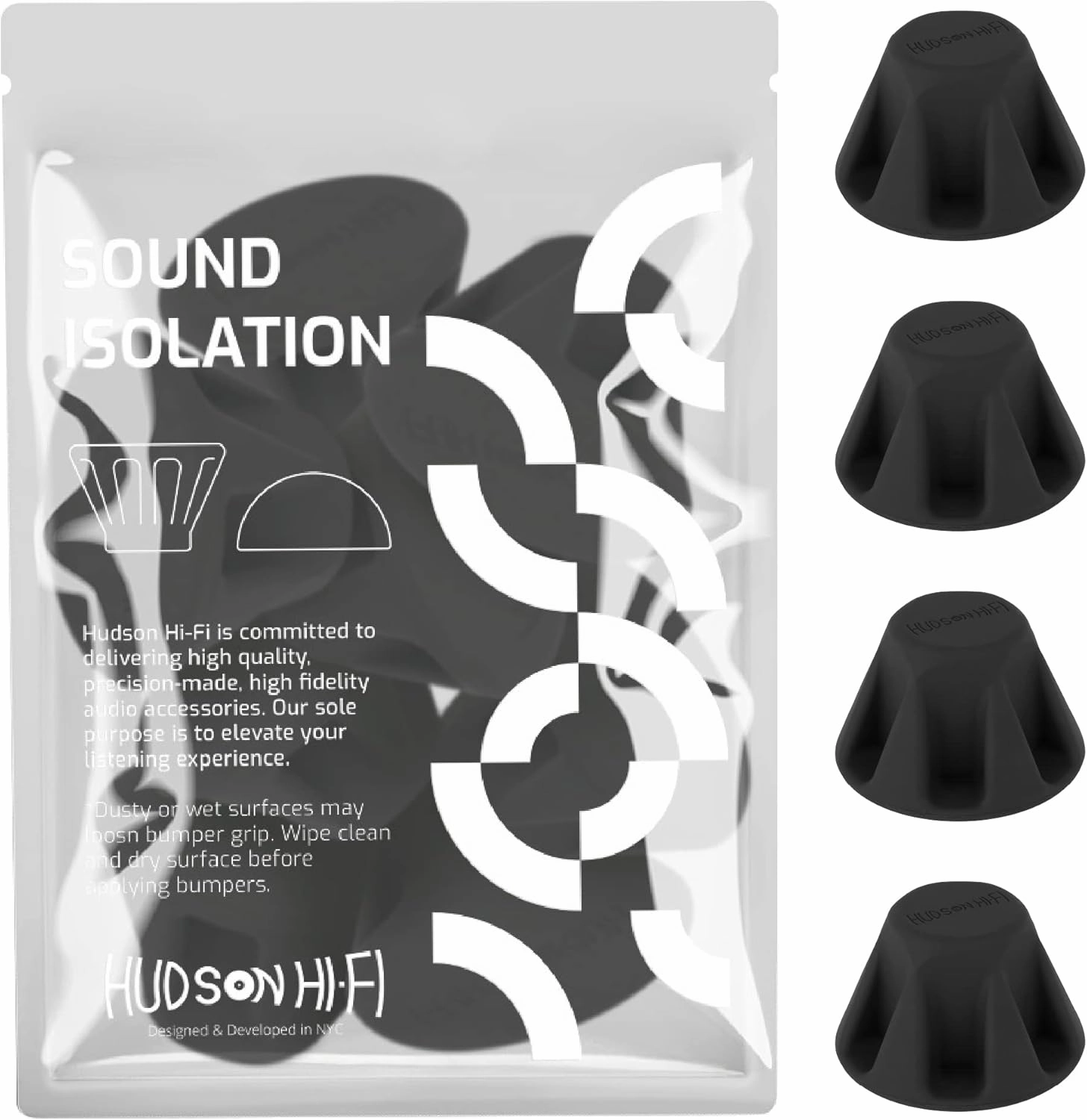 Speaker Isolation Feet  4-Pack 1.5" Bigfoot Rubber Pads  Non-Adhesive Anti-Vibration Feet for Turntables, Subwoofers, Amplifiers  50 Duro Non-Skid Bumpers for Audio Equipment isolation pads,speaker feet,vibration dampeners,
