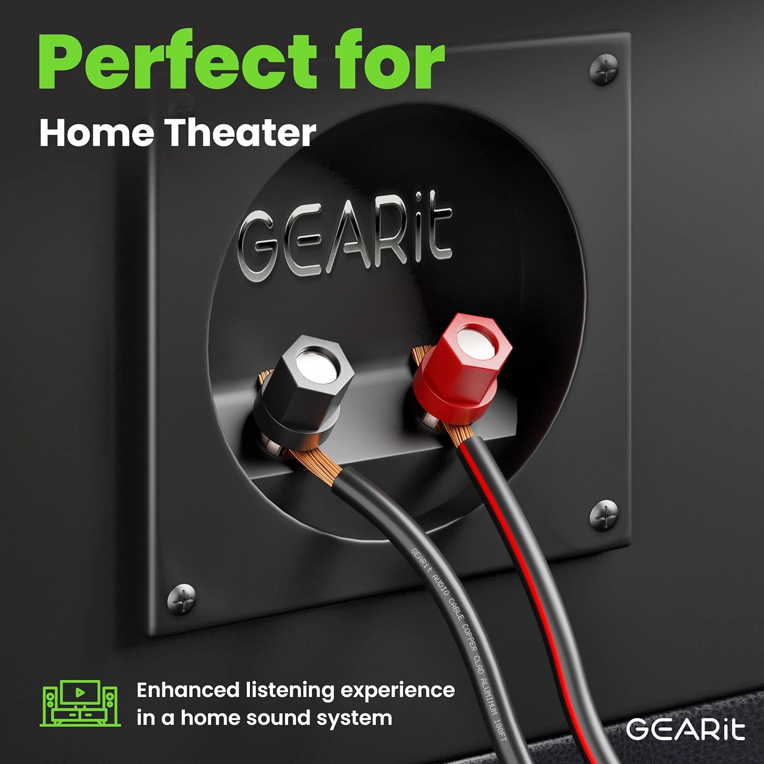 Speaker Wire 16 Gauge, GearIT Pro Series 16/2 AWG Speaker Cable (100 Feet / 30.48 Meters) Great Use for Home Theater Speakers and Car Speakers Black