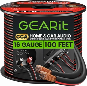Speaker Wire 16 Gauge, GearIT Pro Series 16/2 AWG Speaker Cable (100 Feet / 30.48 Meters) Great Use for Home Theater Speakers and Car Speakers Black speaker cable,audio wire,hi-fi speaker cord,