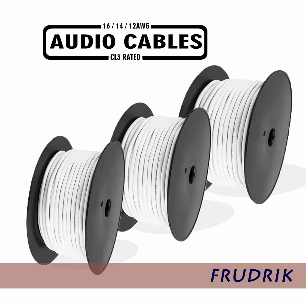 Speaker Wire - 99.9% Oxygen Free Copper  ETL Listed & CL3 Indoor Speaker Cable (14/2 White, 100FT)
