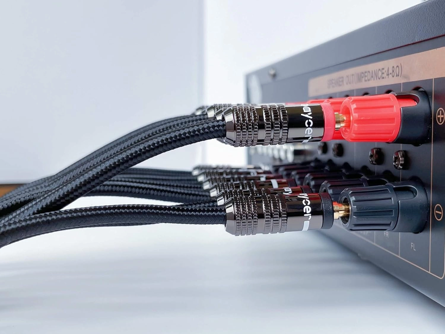 Speaker Wire with Banana Plugs, 14AWG Speaker Cable with Gold-Plated Banana Tips,Oxygen-Free Copper (OFC), 6.6FT/2M