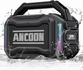 Speakers Bluetooth Wireless: 80W(Peak) Loud Speaker with Bass, 20H Playtime, IPX6 Waterproof, Large Jobsite Speakers for Work, Outdoor, Workshop, Garage, Portable Speaker with TWS (Black) floorstanding speakers,tower speakers,stereo floor speakers,