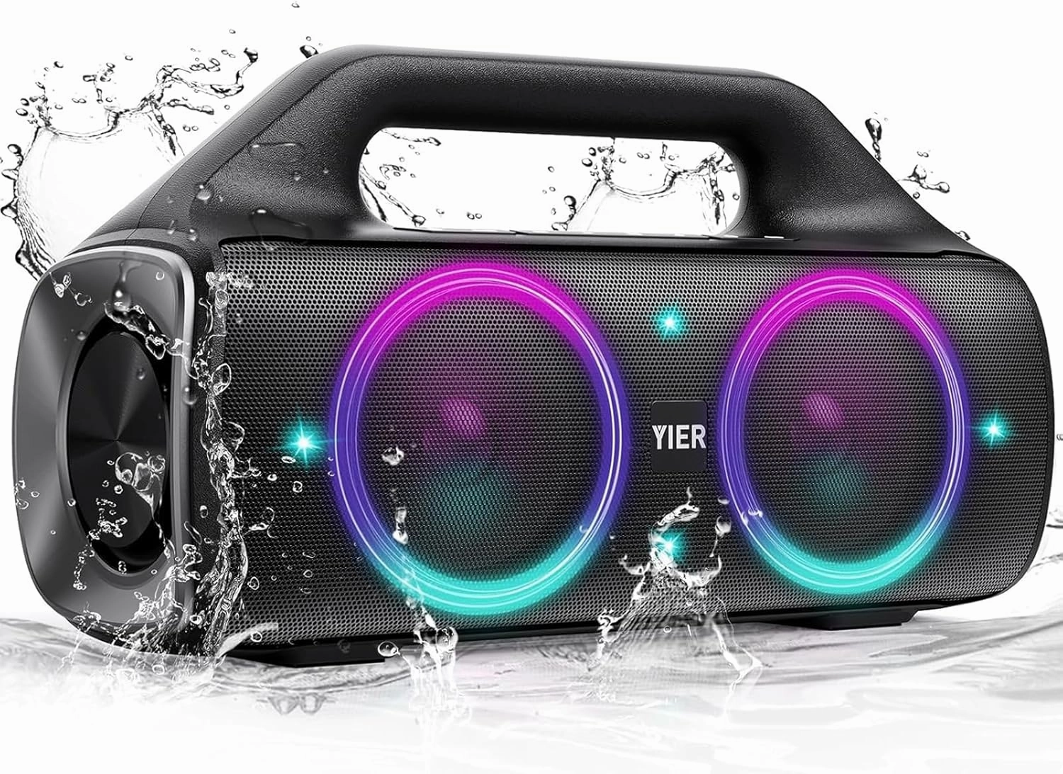 Speakers, YIER 80w (Peak) Portable Wireless Speaker with Lights, Stereo Loud Sound, IP67 Waterproof, Deep Bass Outdoor Speakers Bluetooth 5.0 Dual Pairing for Home Party Beach Camping, Gifts floorstanding speakers,tower speakers,stereo floor speakers,