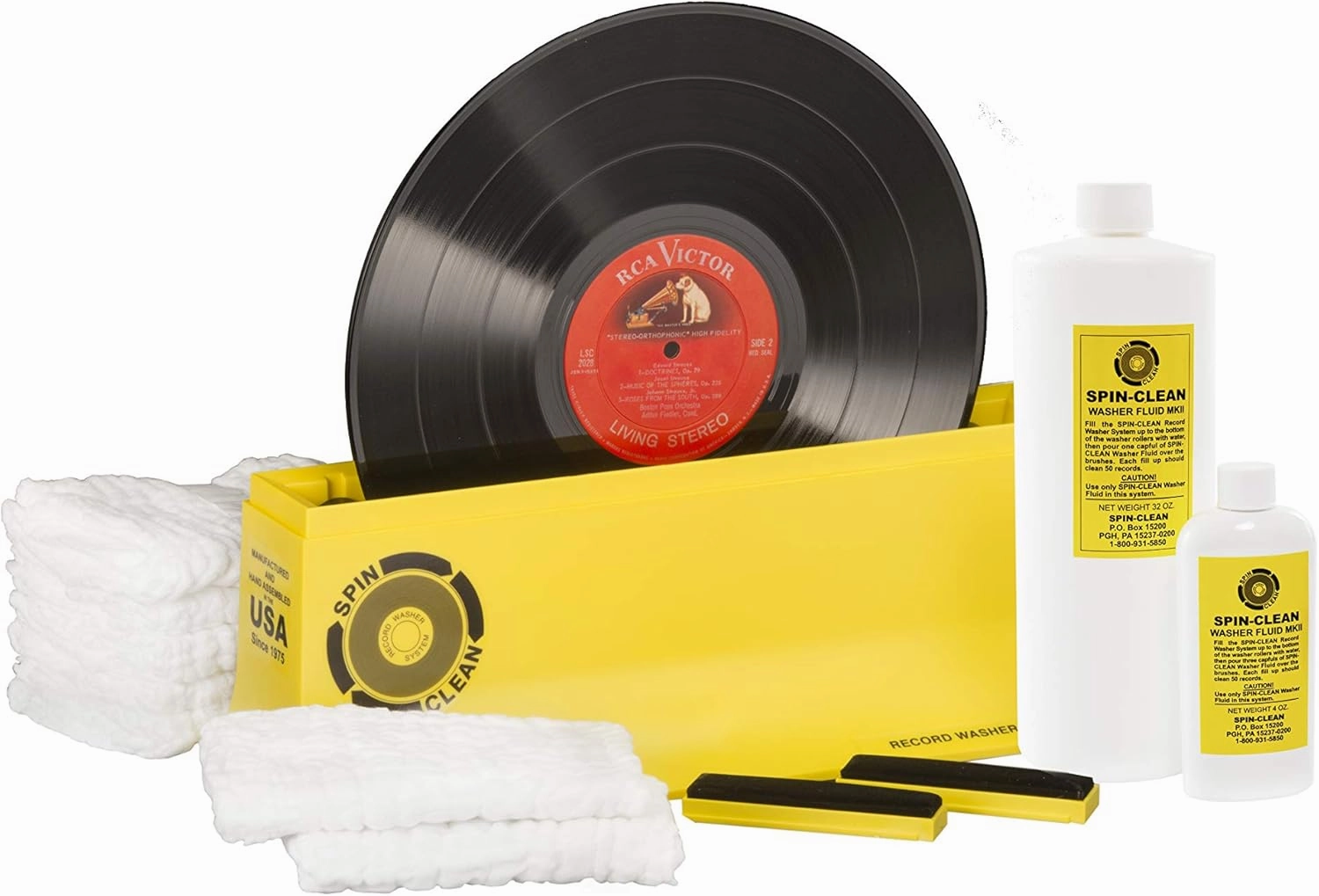 Spin-Clean Vinyl Record Washer Deluxe Kit | Record Cleaning Kit | Vinyl Record Cleaner | Includes Five Extra Drying Cloths, Extra 32oz. Fluid & Extra Brushes | Perfect for 33, 45 & 78 RPM record cleaning kit,vinyl cleaner,stylus brush set,