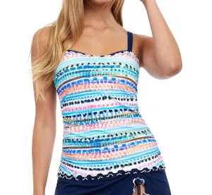 Spritz D-Cup Scoop Neck Shirred Underwire Tankini Top