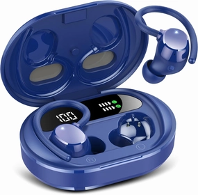 sprtoybat Wireless Earbuds, 2024 New Ultralight Sport Bluetooth 5.3 Headphones in Ear with LED Display, Built-in Mic Earphones, IPX7 Waterproof Wireless Headphones with Earhooks (Dark Blue) wireless earbuds,Bluetooth earphones,true wireless stereo,