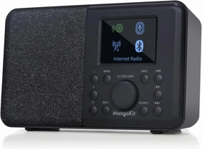 SR10 Smart WiFi Internet Radio, Podcast Player, Bluetooth Speaker, Portable FM Radio, Mains and Battery Powered Radio, Color Display,Dual Alarms, Presets,Application Control Support-Black network audio player,digital streamer,audio file player,