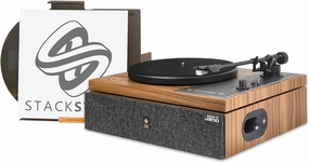Stack Stone Hi-Fi Vinyl Record Player with Speakers, All in One Vintage Belt Drive Wooden Turntable for High Fidelity Sound by Jamo, Magnetic Cartridge, Ti Amplifiers, Bluetooth, Anti-Skate, Auto Off belt-drive turntable,vinyl record player,audiophile turn
