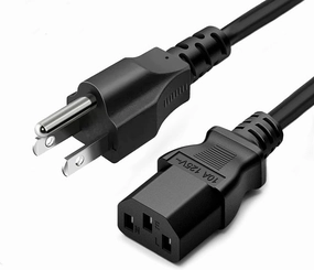 Standard 5ft (1.5m) 10 Amps 125 Volts Black 3 Prong AC Power Cord Cable for Electronics, TV, Computer, Printer, Radio, Monitor, Samsung, Dell, Vizio, LG, Asus, Laptop and More power cord,hi-fi power cable,AC power lead,