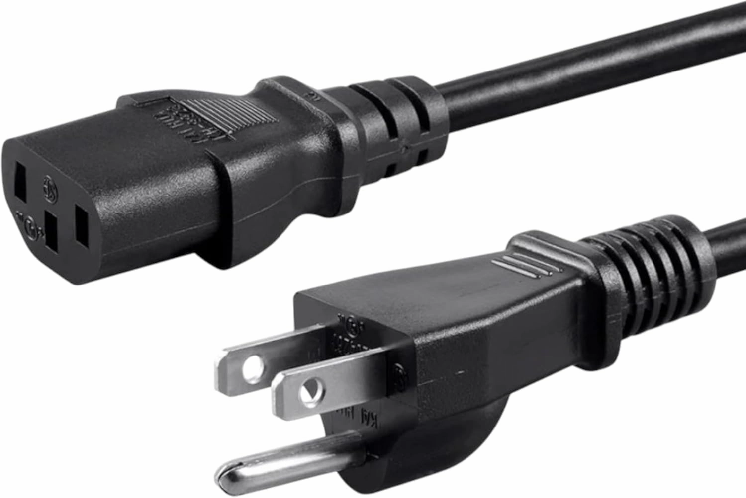 Standard 5ft (1.5m) 10 Amps 250 Volts Black 3 Prong AC Power Cord Cable for Electronics, TV, Computer, Printer, Radio, Monitor, Samsung, Dell, Vizio, LG, Asus, Laptop and More power cord,hi-fi power cable,AC power lead,