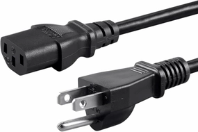 Standard 5ft (1.5m) 10 Amps 250 Volts Black 3 Prong AC Power Cord Cable for Electronics, TV, Computer, Printer, Radio, Monitor, Samsung, Dell, Vizio, LG, Asus, Laptop and More power cord,hi-fi power cable,AC power lead,