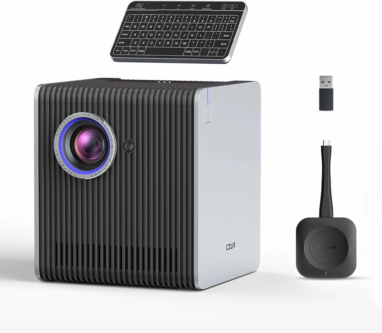 StarryHub Video Conferencing System 2024 Edition, 2200 ANSI Lumens Short Throw Projector   HD 1080P Conference Room Camera with Auto Framing   6 AI-Driven Microphones   Conference Speakers home cinema system,5.1 home theater,surround sound package,