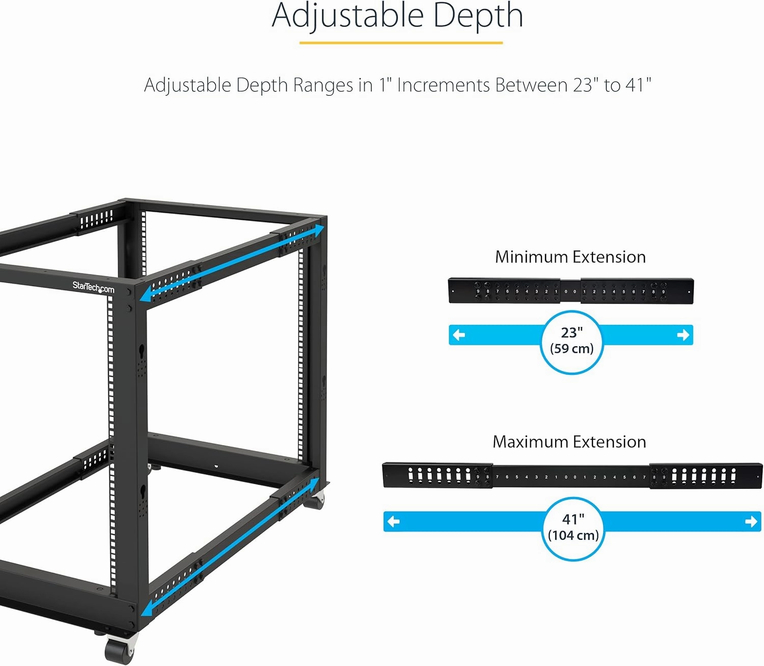 StarTech.com 12U 4-Post Mobile Server Rack and 1U 19" Universal Rack Mount Rails
