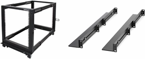 StarTech.com 12U 4-Post Mobile Server Rack and 1U 19" Universal Rack Mount Rails rackmount gear,audio rack equipment,studio rackmounts,