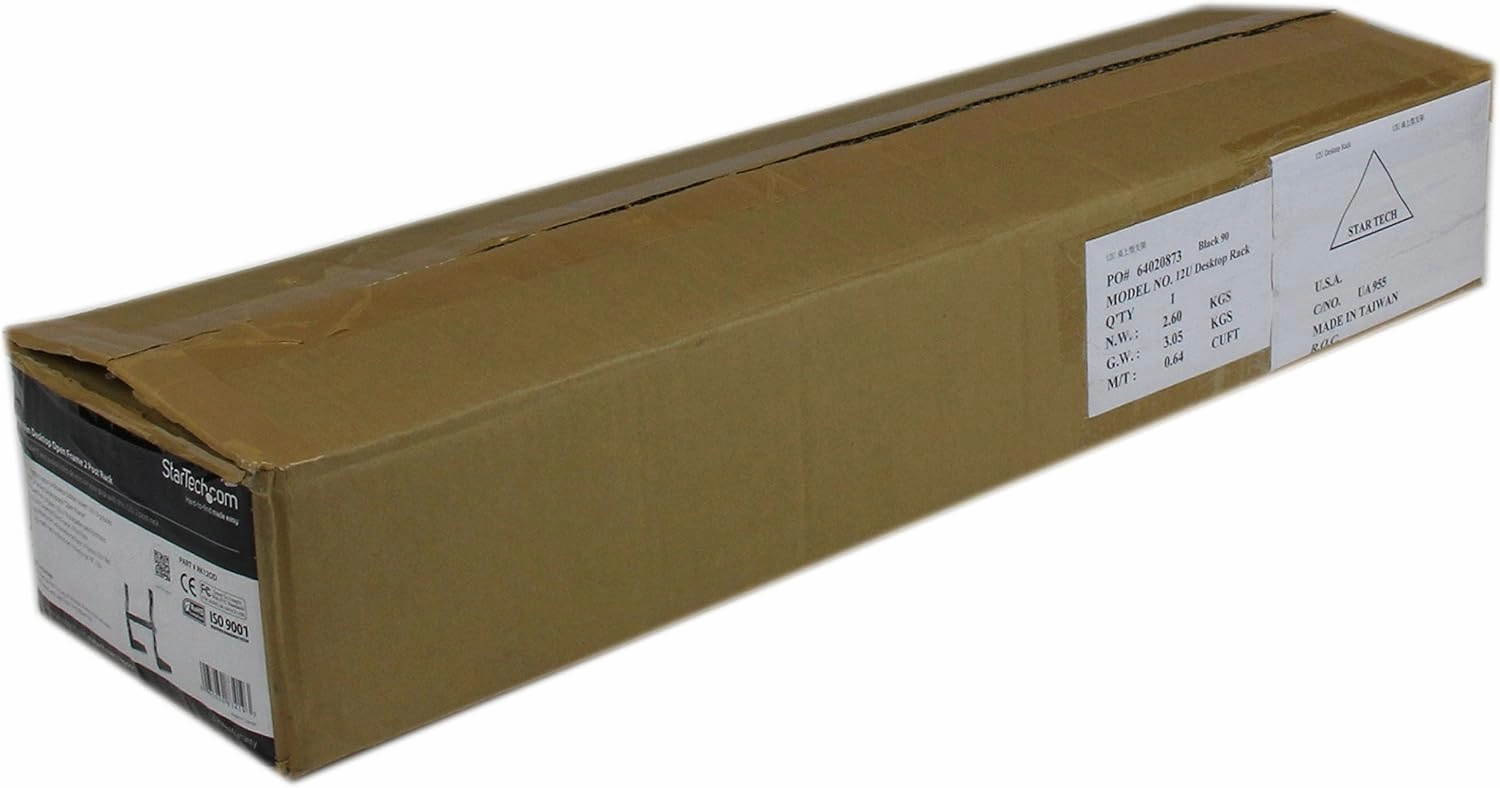 StarTech.com 12U Open Frame Server Rack - 19" 2 Post Network Rack  Free Standing Audio Video & IT Equipment (RK12OD)