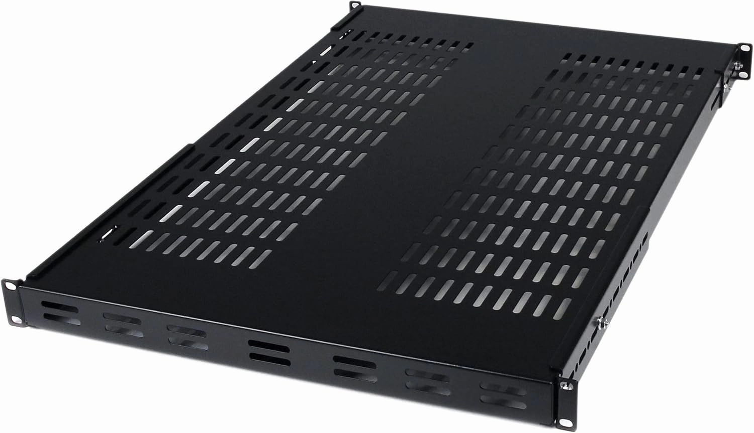 StarTech.com 1U Adjustable Vented Server Rack Mount Shelf - 175lbs - 19.5 to 38in Adjustable Mounting Depth Universal Tray for 19" AV/ Network Equipment Rack - 27.5in Deep , TAA (ADJSHELF) equipment cabinet,AV gear cabinet,component enclosure,