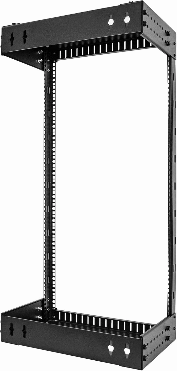 StarTech.com 2-Post 21U Heavy-Duty Wall Mount Network Rack, 19" Open Frame Server Rack with Adjustable Depth, Wall Mount Data Rack for IT / AV / Patch Panel / Computer Equipment (RACK-21U-20-WALL-OA)
