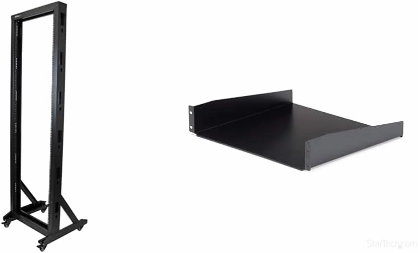 StarTech.com 2-Post 42U Mobile Open Frame Server Rack and 2U Server Rack Shelf Bundle music server,hi-fi media server,digital audio storage,