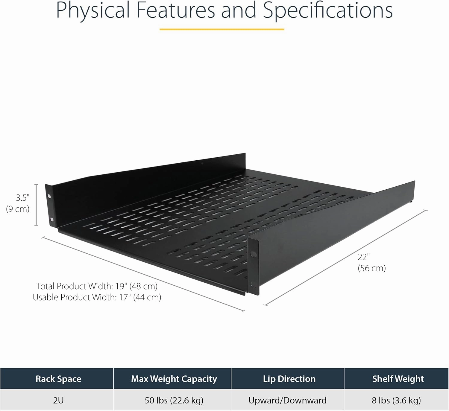 StarTech.com 2U Server Rack Shelf - Universal Rack Mount Cantilever Shelf & Tray