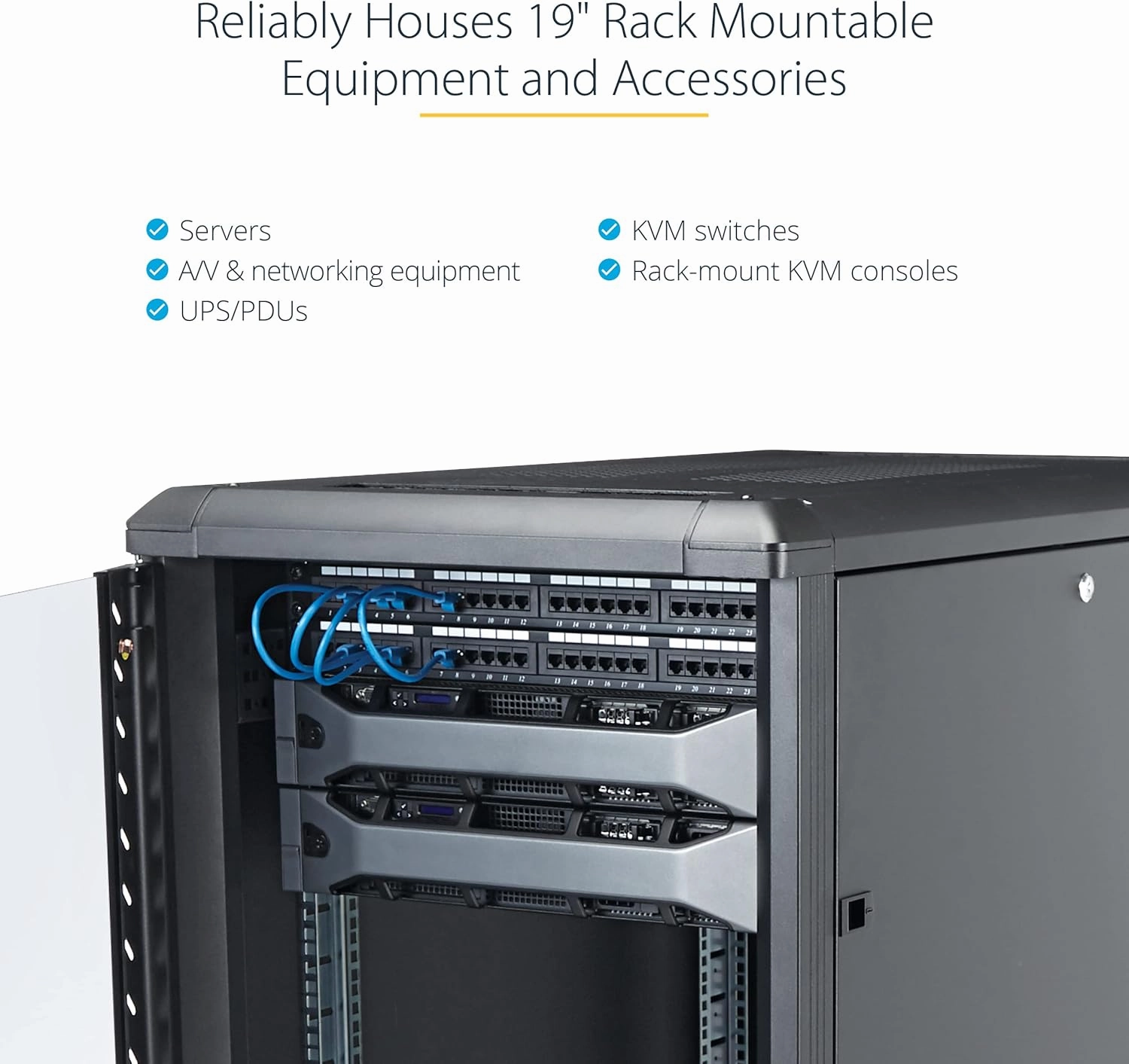 StarTech.com 4-Post 15U Server Rack Cabinet, 19" Data Rack Cabinet for IT / Network Equipment, with Adjustable Mounting Rails