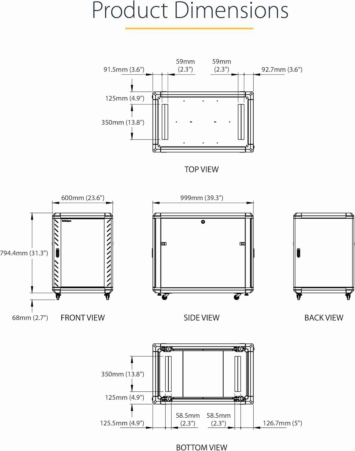 StarTech.com 4-Post 15U Server Rack Cabinet, 19" Data Rack Cabinet for IT / Network Equipment, with Adjustable Mounting Rails