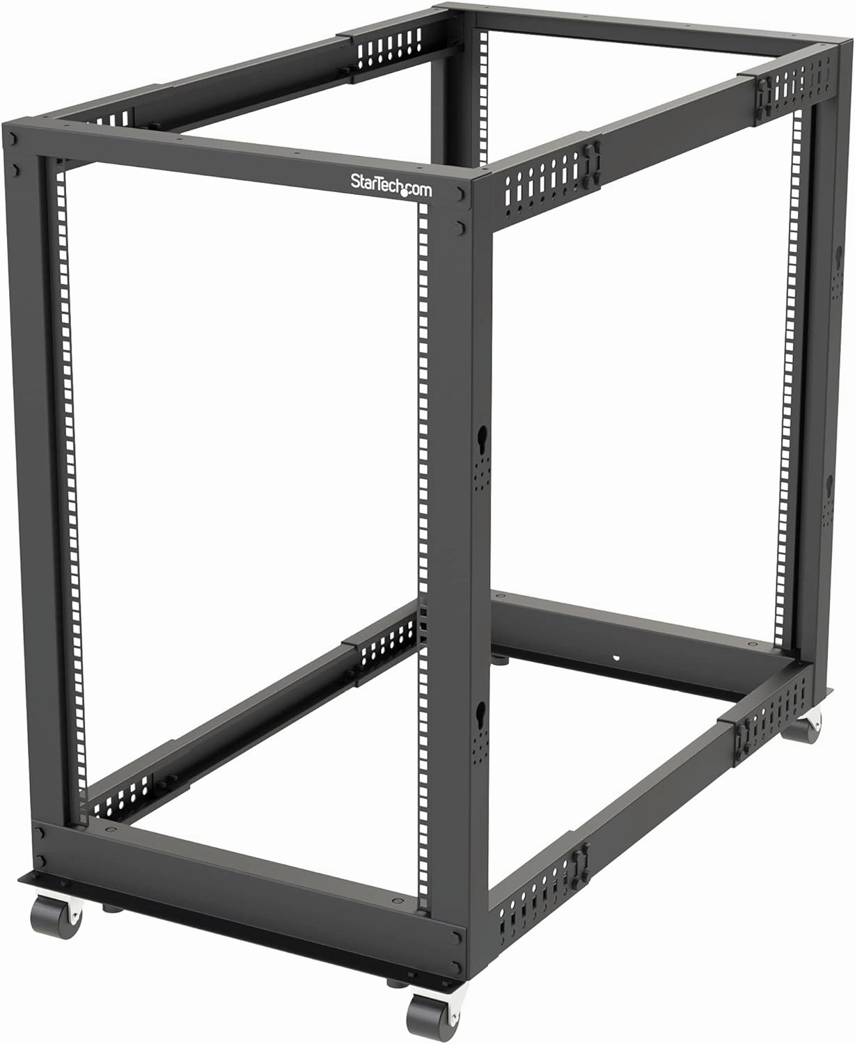 StarTech.com 4-Post 18U Mobile Open Frame Server Rack, 19in Network Rack with Wheels, Rolling Rack for Computer/AV/Data/IT Equipment - Casters, Leveling Feet or Floor Mounting (4POSTRACK18U) music server,hi-fi media server,digital audio storage,