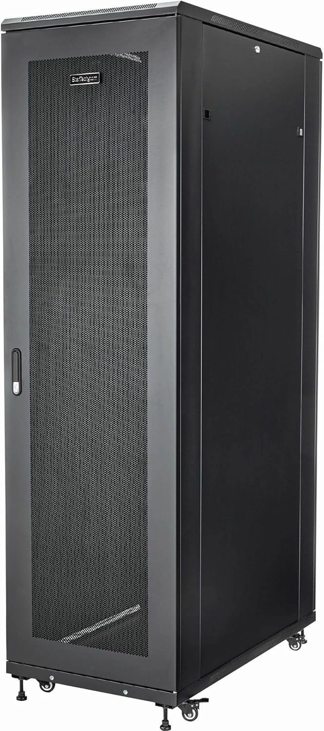 StarTech.com 4-Post 42U Server Rack Cabinet, 19" Data Rack Cabinet for IT Equipment Mount, Full Size Network Cabinet Storage equipment cabinet,AV gear cabinet,component enclosure,