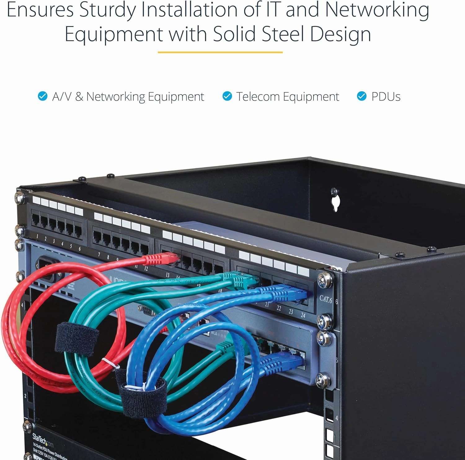 StarTech.com 4U Wall Mount Network Rack - 14 Inch Deep (Low Profile) - 19" Patch Panel Bracket for Shallow Server and IT Equipment, Network Switches - 44lbs/20kg Weight Capacity, Black (WALLMOUNT4)